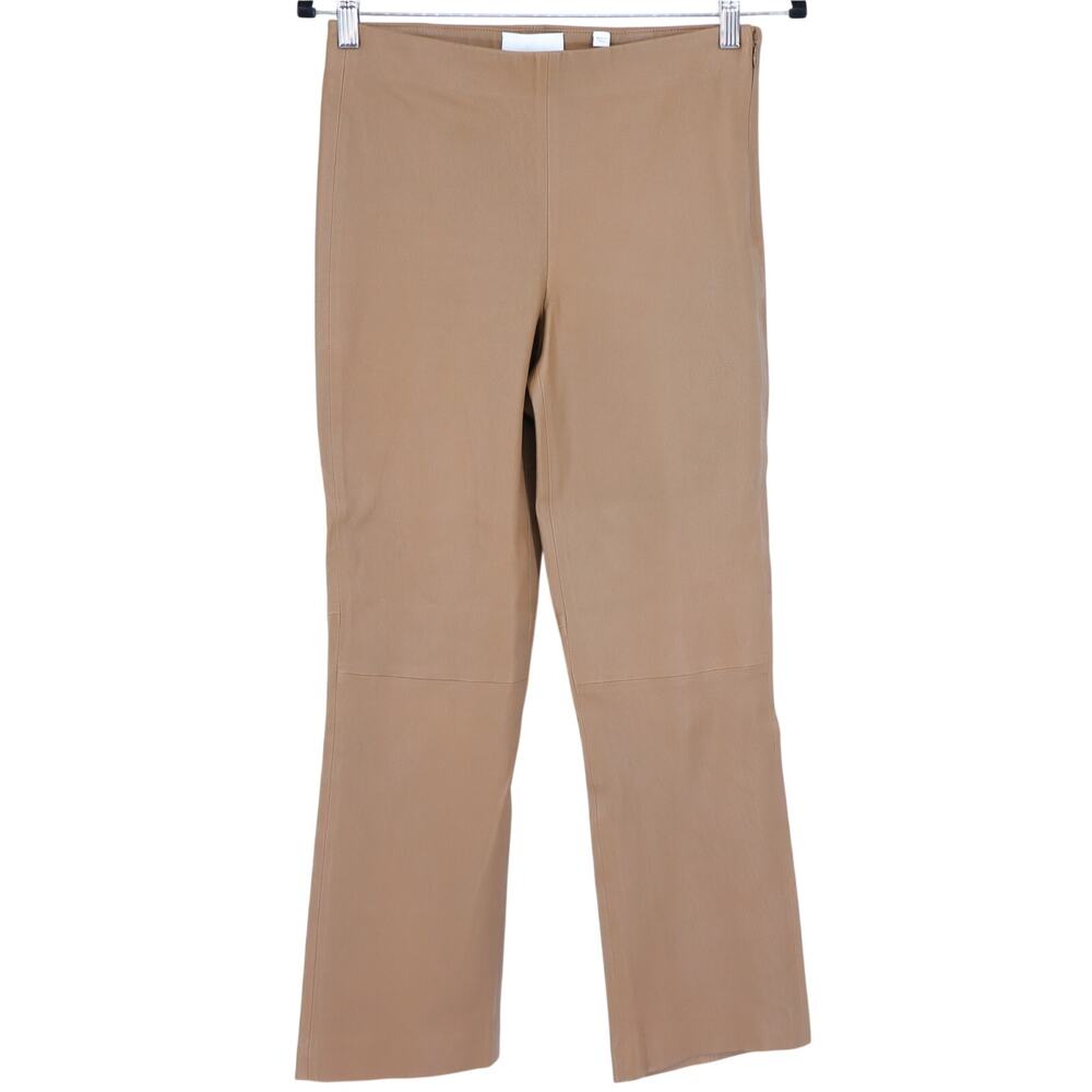 VINCE Leather Pants Camel Tan Flat Front Lamb Pelt Mid Rise Bootcut Women's M